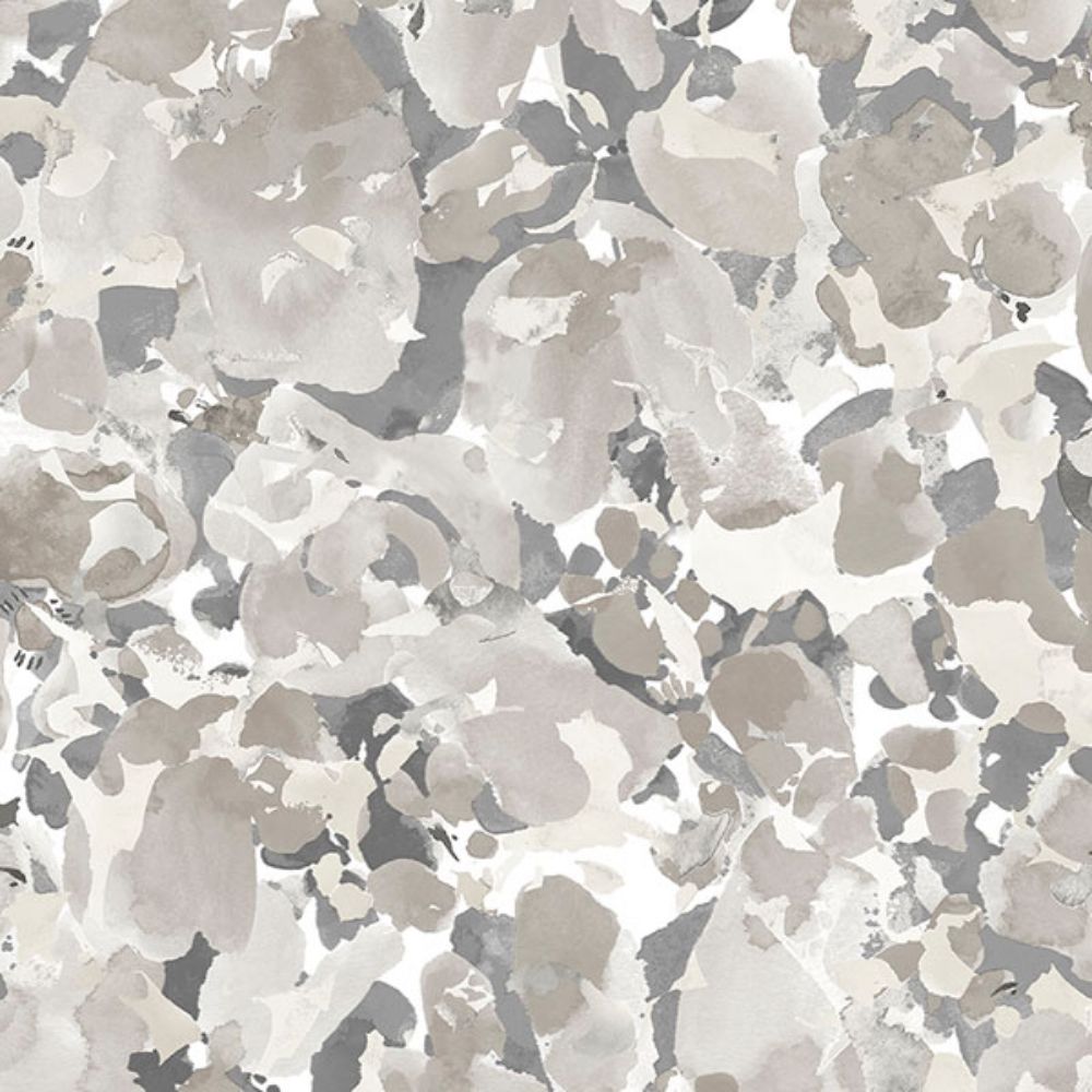 Patton Wallcoverings FW36824 Fresh Watercolors Bloom Wallpaper in shades of Grey